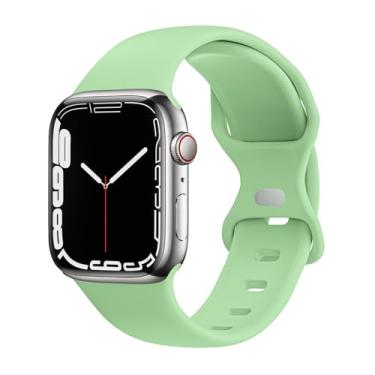 Imagem de Pulseiras de silicone esportivas JXGM compatíveis com Apple Watch Series SE 7, 6, 5, 4, 3, 2 e 1, 41 mm de 42 mm, 44 mm, 45 mm, 38 mm, 40 mm, 41 mm, verde menta, 42 mm/45 mm, M/G Classic01