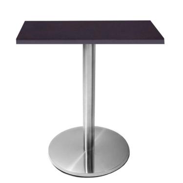 Imagem de Mesa Beta em Inox 75 cm (Altura) com Disco Redondo com Tampo em MDP Quadrado 70 cm Cor Preto