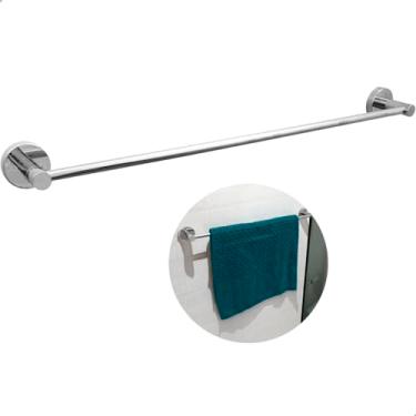Imagem de Dona D Cor, Porta Toalha De Banho Inox Cromado Toalheiro Reto Barra Simples 60cm Para Banheiro Suporte Toalha De Parede Aço Inox 304