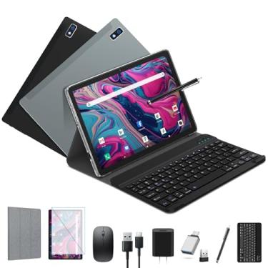 Imagem de Tablet 2024 mais recente Android 13 Tablet de 10 polegadas 2 em 1 com teclado, processador Octa-Core com tablet WiFi, expansão de 64 GBROM, 1 TB, celular 4G, câmera 1080p 13 MP, 6000 mAh, GPS