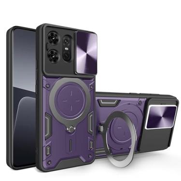 Imagem de Elubugod Capa compatível com Motorola Edge 50 Pro, com capa de lente de câmera deslizante compatível com Motorola Edge 50 Pro capa roxa