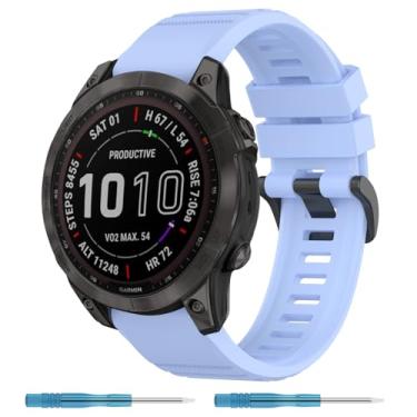 Imagem de Nacorulu Pulseira de silicone compatível com Garmin Fenix 5/Fenix 6/Fenix 7, 22 mm para Fenix 5 Plus/Fenix 6 Pro/Fenix 7 Pro/Forerunner 935 (azul celeste)