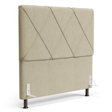 Imagem de Cabeceira Cama Box Casal Queen Size Mel 160cm Com Frame Linho Bege - Desk Design