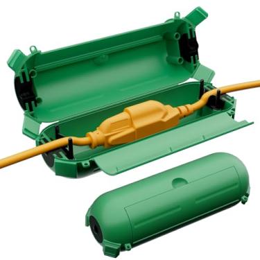 Imagem de Restmo Pacote com 2 mini caixa de conexão externa à prova d'água IP44 com travas e orifícios de montagem bloqueáveis, capa de segurança para cabos de extensão à prova de intempéries para plugues externos, luzes, cabos, fios, tamanho pequeno, verde