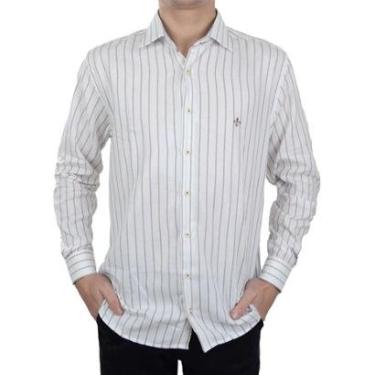 Imagem de Camisa Masculina Dudalina ML Comfort Fit Listra Bege 530629-Masculino