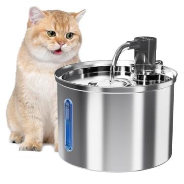 Imagem de Bebedouro para Gatos, 3L Fonte de Agua pra Gato aço inoxidável 304 Bebedouro para Cäes com Filtro de Substituição