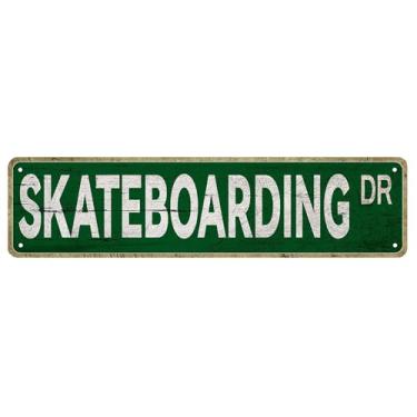 Imagem de Skate Retro Street Metal Tin Signs Skateboard Rider for Home Bar Office Cafe decor 4X16 IN