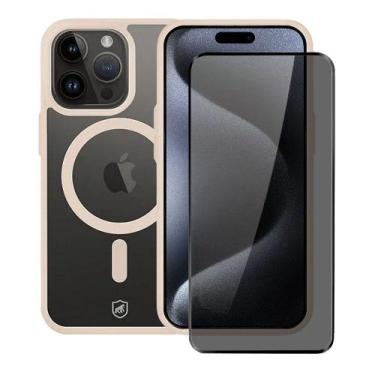 Imagem de Kit Capa case capinha Magsafe Rosa e Pelicula Defender Pro Privacidade