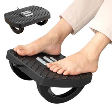 Imagem de Apoio para Pés Embaixo Da Mesa Com Rodas De Massagem Rotação de 180 Graus Apoio Ergonômico para os Pés Preto Descanso Para Os Pés De Escritório Ergonômico Massageador