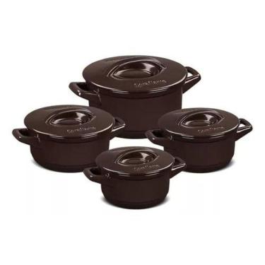 Imagem de Jogo De Panelas Em Cerâmica Duo+ Com 4 Peças Ceraflame Chocolate