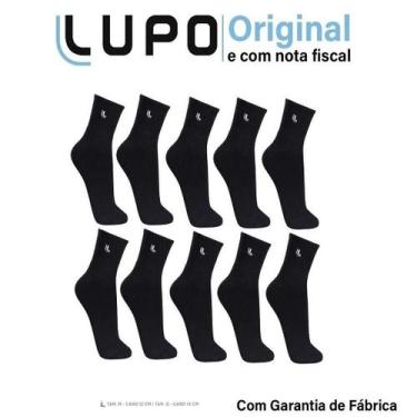 Imagem de Meias lupo algodão au sport cano médio kit c/ 10 pares 03245, Preto, G