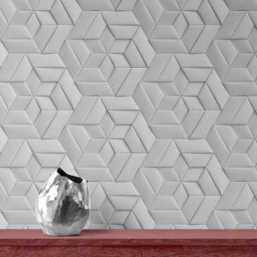 Imagem de Papel De Parede 3D Cinza Geométrico Rolo Autocolante 1 Metro - PAPEL E