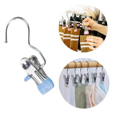 Imagem de Kit 10 Cabides De Inox Com Presilha Para Calça Meia Roupas Armário Gua