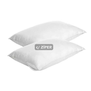 Imagem de Kit 2un Capa Travesseiro protetor Antiácaro branco com ziper - vida pr
