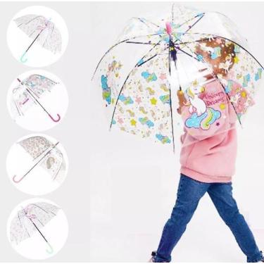 Imagem de Guarda Chuva Transparente Infantil Menina Chuva Unicórnio - NewUmbrell