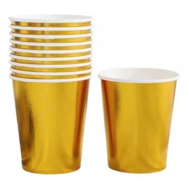 Imagem de Copo Descartável 270ml Dourado metálico C/10 Unid. - generica
