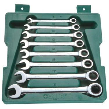 Imagem de Jogo de Chave Combinada com Catraca 8 a 19mm Sata 8 Peças ST08008SJ