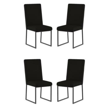 Imagem de Kit 4 Cadeiras Para Mesa De Jantar Base Industrial Preto Balaqui - Bal