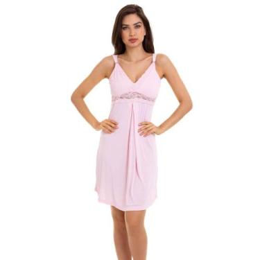 Imagem de Camisola Curta Amamentação Liganete Com Renda Sepie 2702 Rosa, Rosa, G