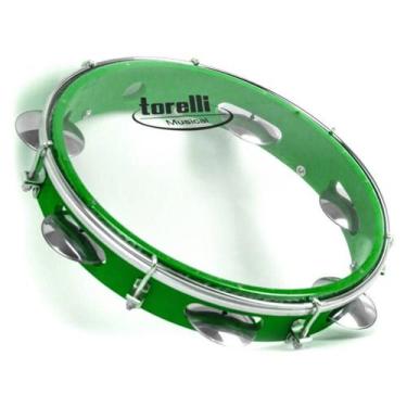Imagem de Pandeiro Verde Pele Transparente 10 Polegadas Tp348Vd - Torelli Musica