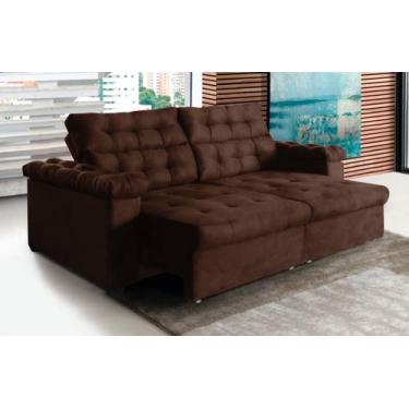 Imagem de Sofá New Austrália 2 metros Retratil e Reclinavel Suede Marrom Sofá na