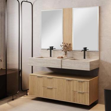 Imagem de Conjunto Para Banheiro Bancada Em Porcelanato Com Cuba Esculpida, Armá