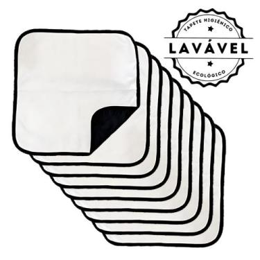 Imagem de Kit com 9 Fraldas de Câes p/Chão 45x45 Branco com borda Preta 200 Lava