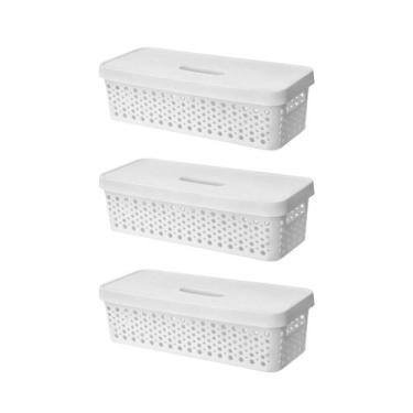 Imagem de Kit Conjunto 3 Caixa Moderna Organizador 3,6 Litros Com Tampa Decorati
