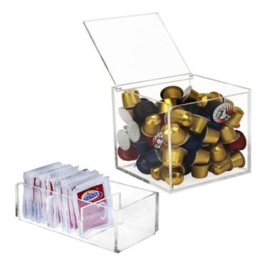 Imagem de Kit Caixa Acrílico Premium porta Cápsulas + Organizador Porta Sachês D