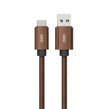 Imagem de Cabo Carregador Micro Usb Em Couro Oex Cc300 1 Metro Marrom - OEX ENJO