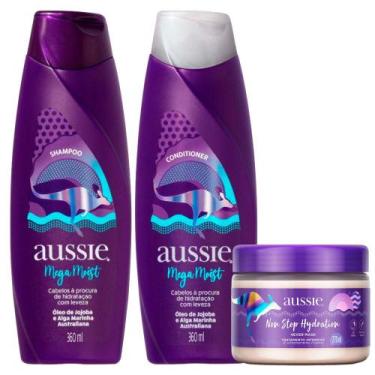 Imagem de Kit Shampoo Aussie Mega Moist Super Hidratação 360ml + Condicionador 3