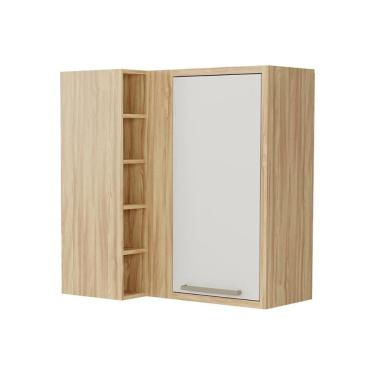 Imagem de Módulo Cozinha Ronipa Syrah Aéreo Canto c/ 1 Porta e 5 Nichos 88cm Amendoa/Off White-Ronipa