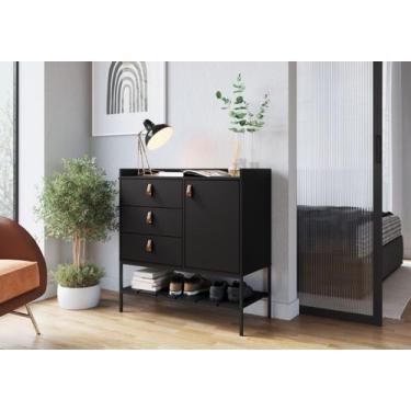 Imagem de Cômoda Personal 1 porta e 3 gavetas Preto - Metta Mobili