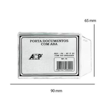 Imagem de Protetor Porta Documentos Cristal C/ Aba Acp 65x90mm 10 Unidade