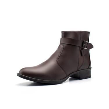 Imagem de Bota coturno cano curto salto baixo inverno casual casual bico fino co