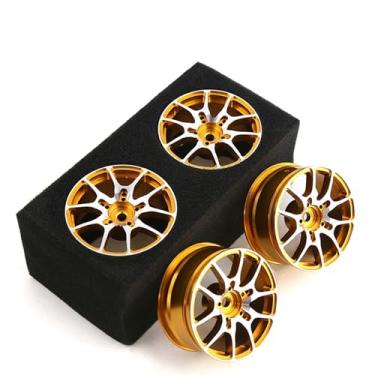 Imagem de Chanjorlin 1/10 RC On Road Drift Wheels Rims Hex 12mm Metal Rally Racing Hubs for 1:10 Scale Touring Street Car Tires Tyres Tamiya TT01 TT02 HSP 2S 3S Brushless HPI KYOSHO XV02 XV01 4PCS (Glod)