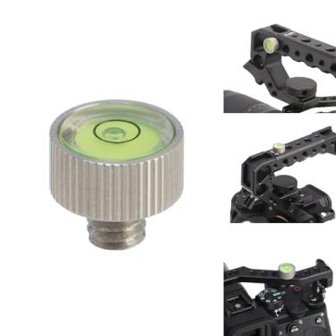 Imagem de FocusFoto Ferramenta de medição de nível de bolha de aço inoxidável com parafuso de montagem de 1/10.2 cm-20 para fixação à gaiola da câmera, alça superior, placas, tripé, equipamento de vídeo