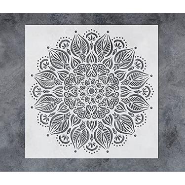 Imagem de GSS Designs Estêncil de parede mandala de prosperidade grande 40,6 x 40,6 cm - estênceis reutilizáveis de mandala cortados a laser para pintura em móveis de tecido de azulejo de madeira - Estêncil de