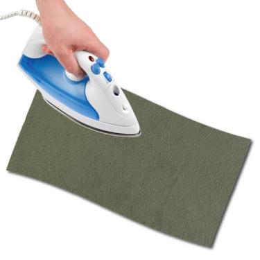 Imagem de USIT, 1 patch de reparo de camurça simulada a ferro, 45,7 cm x 11,4 cm, ideal para consertar calças, jaquetas e camisas, corantes inalteráveis, verde-oliva