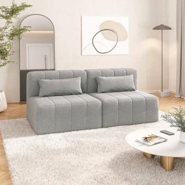 Imagem de Sofá Modular 02 Módulos Poltrona Easybox Cabecasa Madeiramadeira Cinza Claro
