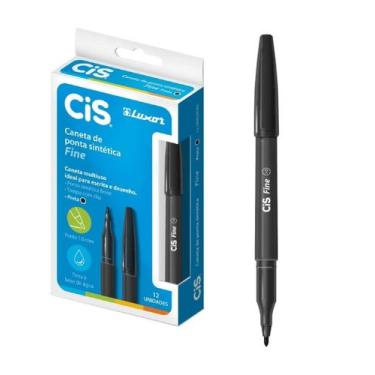 Imagem de Caneta Hidrográfica Ponta Porosa Cis 1.0 Fine Preto kit C/12