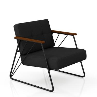 Imagem de Poltrona Estofada Columbia Estilo Industrial Preto/preto - M.a