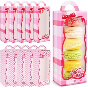 Imagem de VGOODALL 22 caixas de presente, 7,6 x 5 x 23 cm, caixas de lembrancinhas de festa com janela, embrulho rosa com alça para lanches, doces, brinquedos, festa temática de aniversário