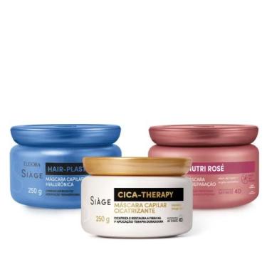 Imagem de Combo Siàge Cronograma Capilar Máscaras: Hair-Plastia 250g + Nutri Ros