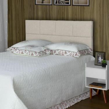 Imagem de Cabeceira de Cama Box Viúva 128 cm Marjorie Inspire House Linho Off Wh