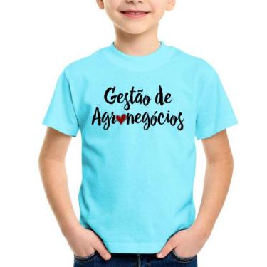 Imagem de Camiseta Infantil Gestão de agronegócios por amor - Foca na Moda, Azul