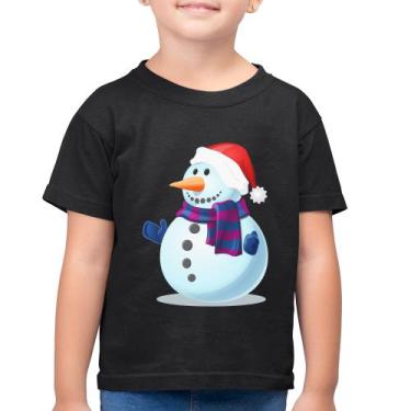 Imagem de Camiseta Algodão Infantil Boneco de neve - Foca na Moda, Preto, 12