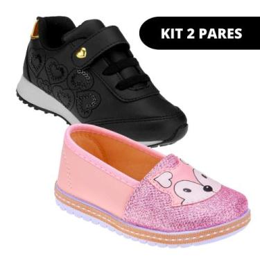 Imagem de Kit 2 Pares Sapato e Sapatilha  Feminina Infantil Menina - Club Happy,