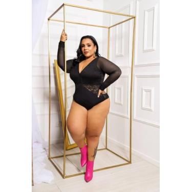 Imagem de Body Plus Size-Manga Longa- Luxuoso- Decote Premium - Ousadia Lingerie