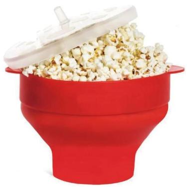Imagem de Pipoqueira De Silicone Para Micro-ondas C/ Tampa Balde De Pipoca Dobrá